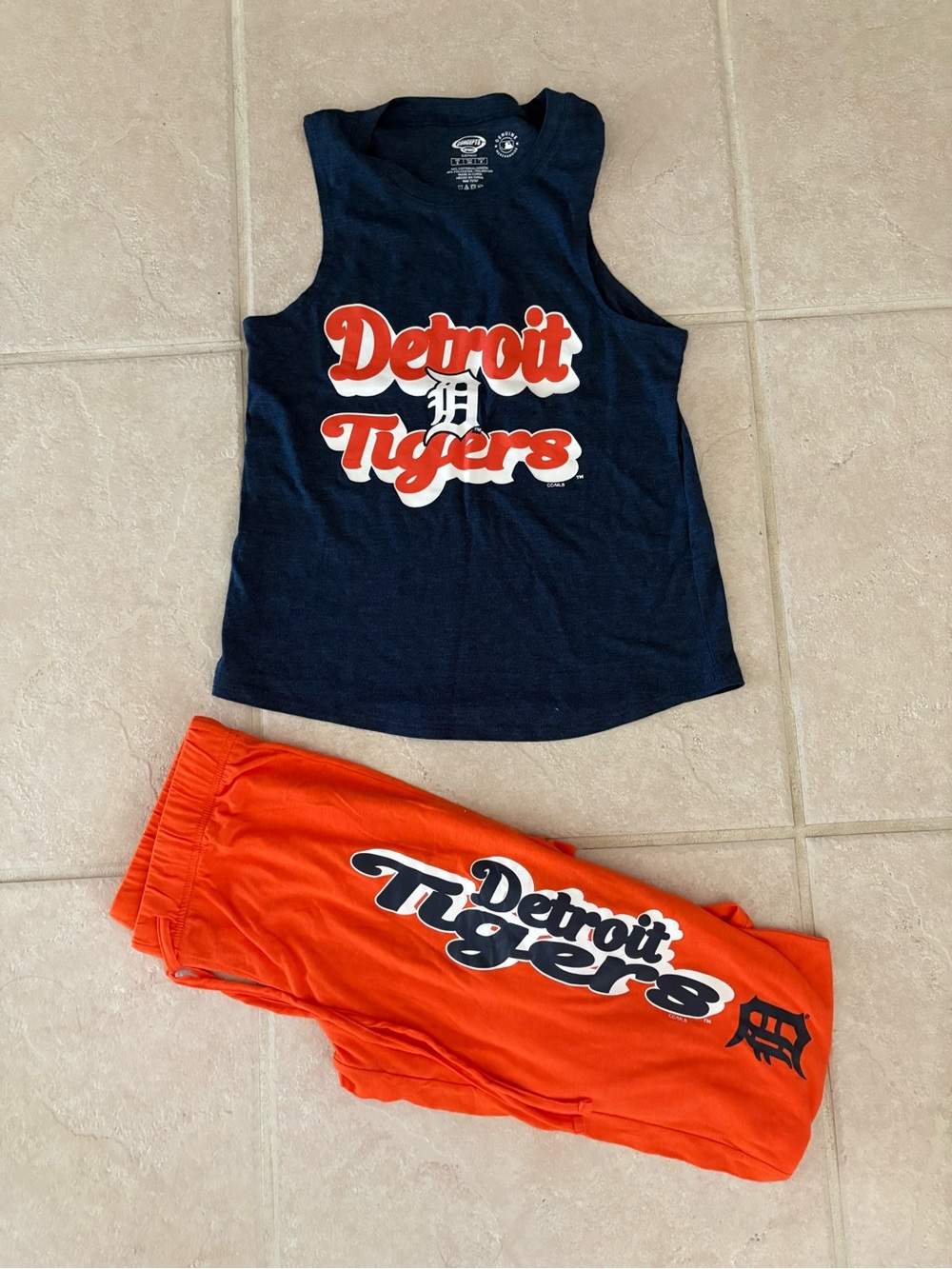 NWT Detroit Tigers Women's Muscle Tank Top & Pants Sleep Set - Orange/Navy - S